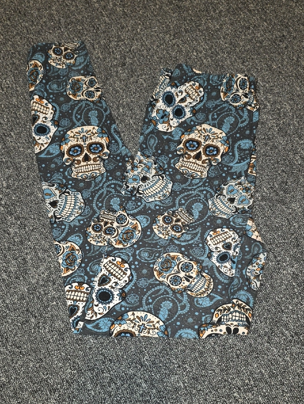 Blue Sugar Skull Leggings